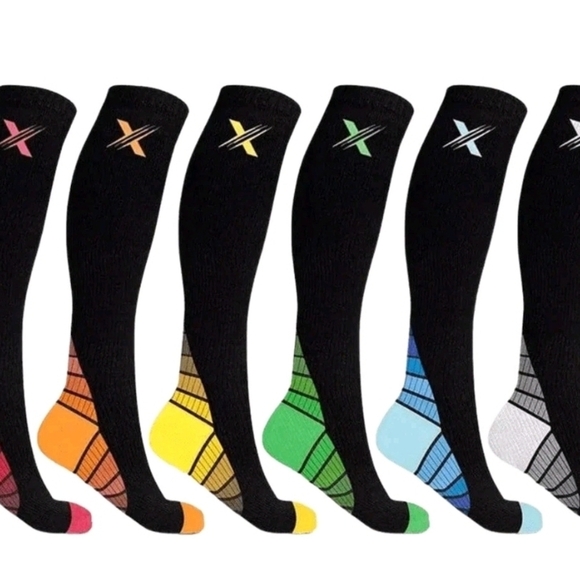 extreme fit Other - Extreme Fit Rainbow Black Compression Sock 6-Pair Set S/M